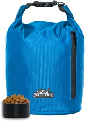 Dog Food Travel Bag w/ 1 Cup Scoop and Zipper Side Pocket | Waterproof Kibble Storage Container for Home, Road Trips, Camping, Boarding and More (Blue, 32 Cups)