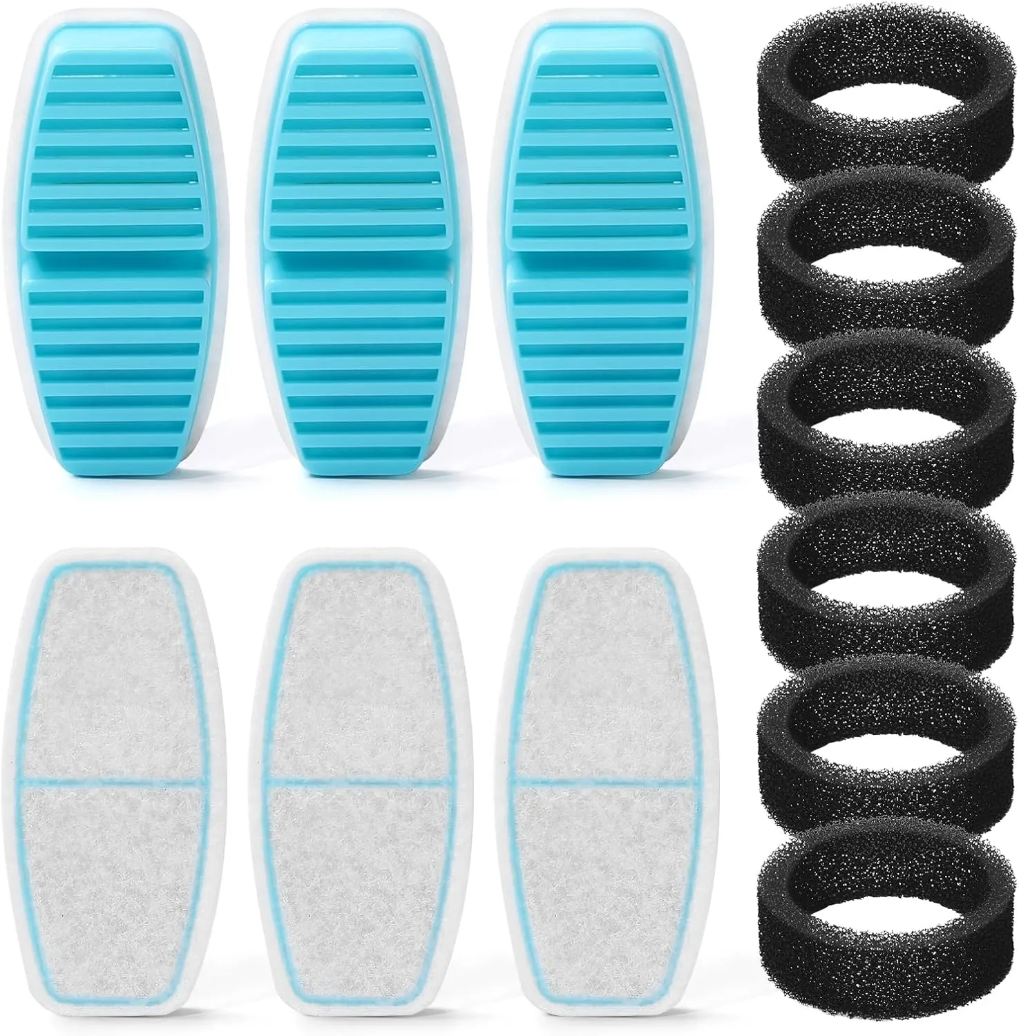 Dog Water Fountain Filter: 12 Filters - 6 Pieces   6 Sponges - Suitable for Wired Dog/Cat Fountain