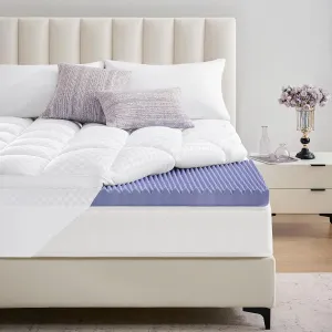 downluxe 5 Inch King Memory Foam Mattress Topper Pro Dual Layer 3 Inch Cooling Gel Egg Crate Memory Foam Plus 2 Inch Pillow Top Medium Firm with Deep Pocket