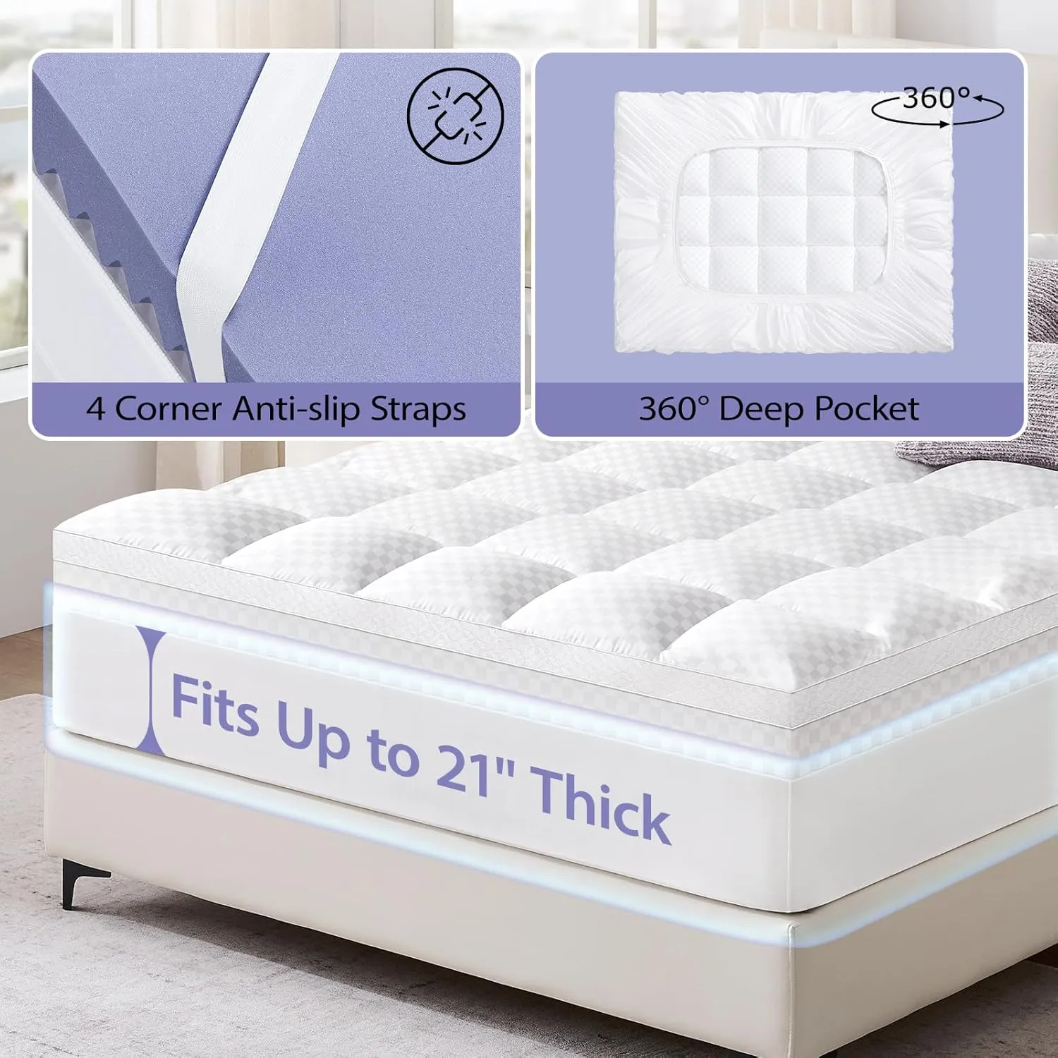 downluxe 5 Inch King Memory Foam Mattress Topper Pro Dual Layer 3 Inch Cooling Gel Egg Crate Memory Foam Plus 2 Inch Pillow Top Medium Firm with Deep Pocket