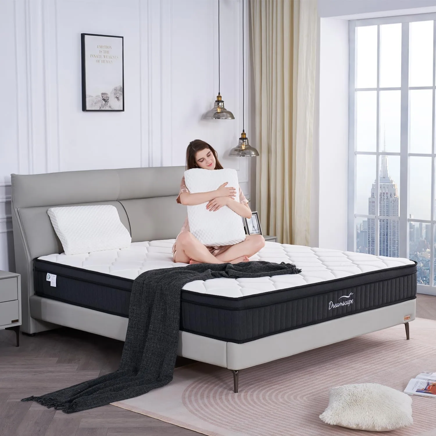 Dreamscape Queen Mattress, 12 Inch Queen Size Mattresses in a Box, Memory Foam Hybrid Mattress with Individual Pocket Spring for Motion Isolation, Pressure Relief, Medium Firm Feel, CertiPUR-US