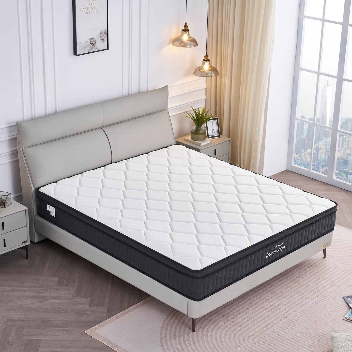 Dreamscape Queen Mattress, 12 Inch Queen Size Mattresses in a Box, Memory Foam Hybrid Mattress with Individual Pocket Spring for Motion Isolation, Pressure Relief, Medium Firm Feel, CertiPUR-US
