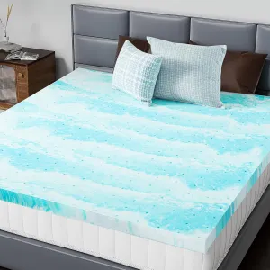 DUMOS Memory Foam Mattress Topper Full, 3 Inch Thick Gel Infused Bed Toppers for Full Size Bed, Cooling Soft Mattress Pads for Sleeper Sofa, RV, Camper, CertiPUR-US Certified, Blue