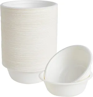 ECOLipak 16 oz Paper Bowls, [150-Pack] Compostable Paper Bowls Bulk, Heavy-duty Disposable Bowls for Hot And Cold Food