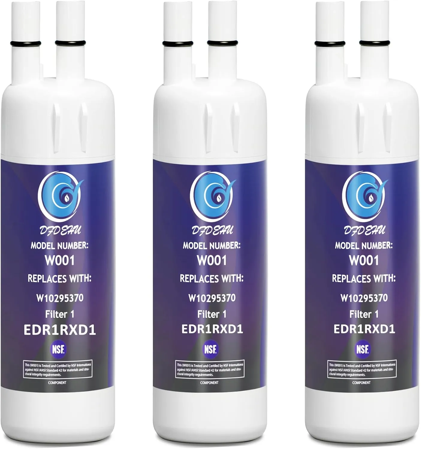 EDR1RXD1 Replacement for Whirlpool W10295370A, EDR1RXD1B, Everydrop Filter 1, WHR1RXD1, KAD1RXD1, P8RFWB2L, P4RFWB, Kenmore 46-9081, 46-9930, W001 EDR1RXD1 Water Filter, 3 Pack
