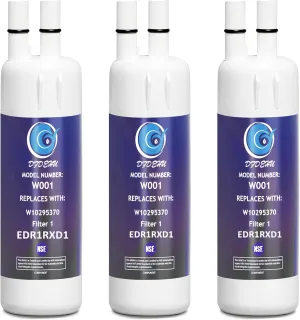 EDR1RXD1 Replacement for Whirlpool W10295370A, EDR1RXD1B, Everydrop Filter 1, WHR1RXD1, KAD1RXD1, P8RFWB2L, P4RFWB, Kenmore 46-9081, 46-9930, W001 EDR1RXD1 Water Filter, 3 Pack