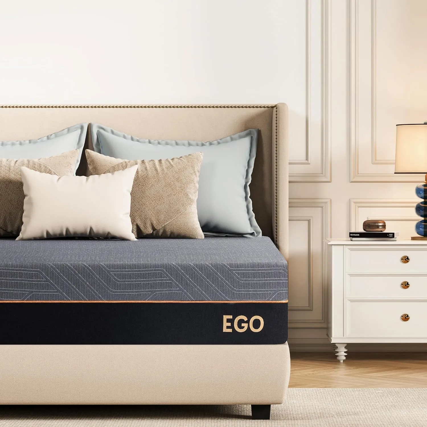EGOHOME 12 Inch Cal King Memory Foam Mattress for Back Pain, Cooling Copper Gel Bed in a Box, Foam Made in USA, CertiPUR-US Certified, Therapeutic Medium Firm, 72x84x12 Black