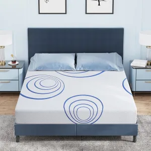EGOHOME 8 Inch Queen Mattress, Charcoal Gel Cooling Memory Foam Mattress in a Box, Medium Fiberglass Free, CertiPUR-US Certified, Blue