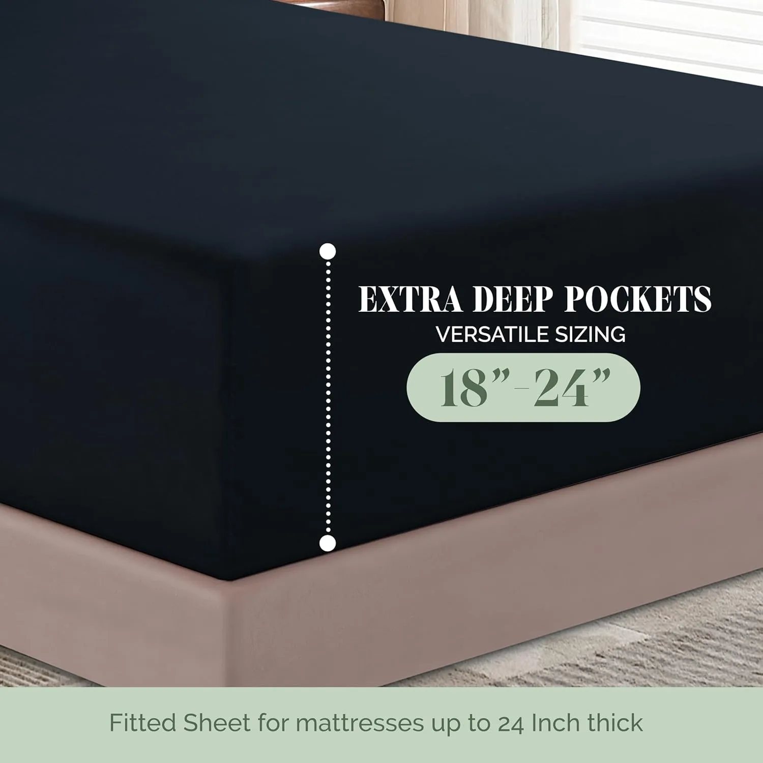 Elegant Comfort 4-Piece Bed Sheet Set - Luxury Bedding 1500 Premium Hotel Quality Microfiber, All Around Elastic 18-24 Inches Deep Fitted Sheet- Extra Deep Pocket Sheets, King, Black