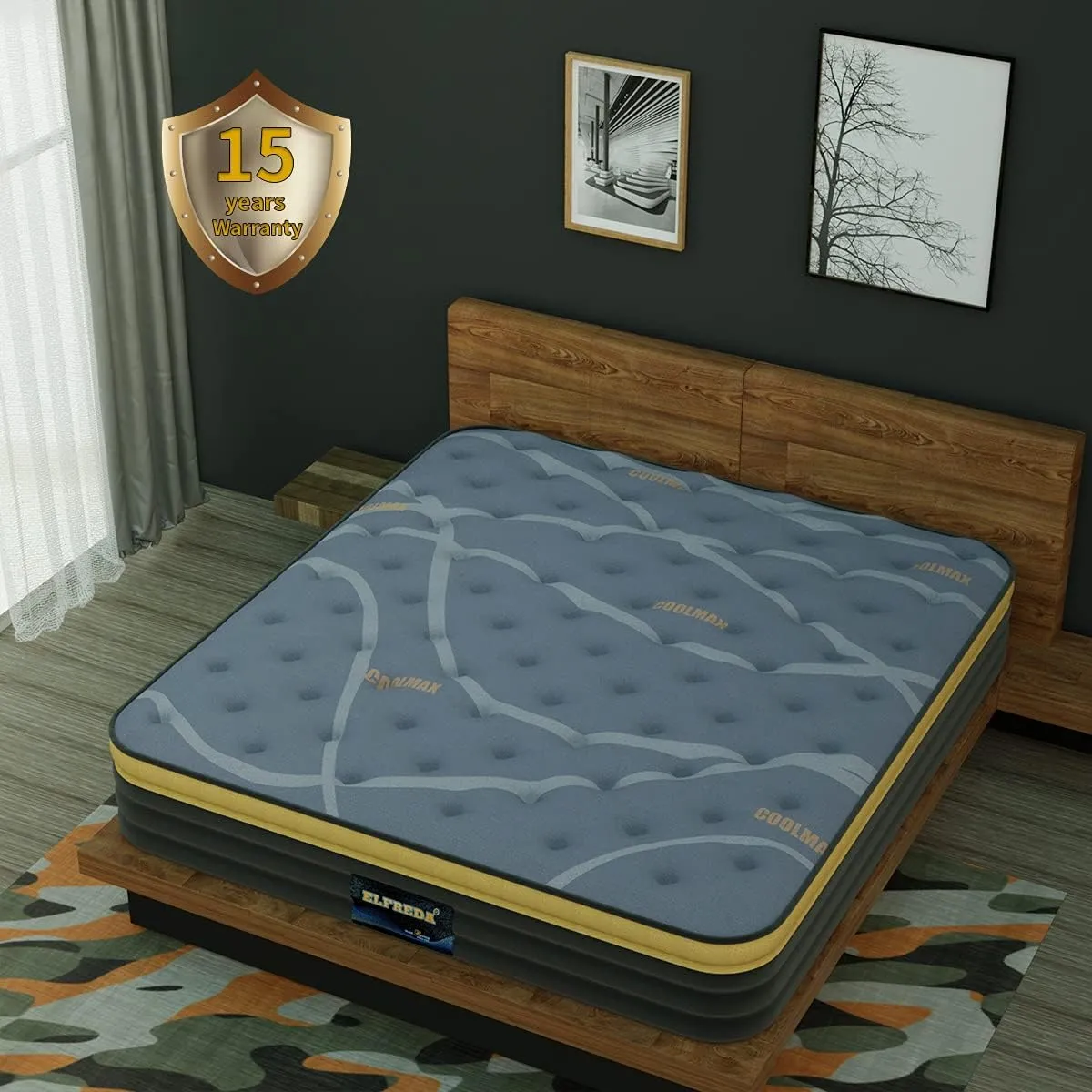 Elfreda Short Queen Mattress, 12 inch Pillow Top Pocket Spring Hybrid RV Mattress, Memory Foam Innersprings Medium Firm，Supportive Pressure Relief 74''x60 Camper in a Bag