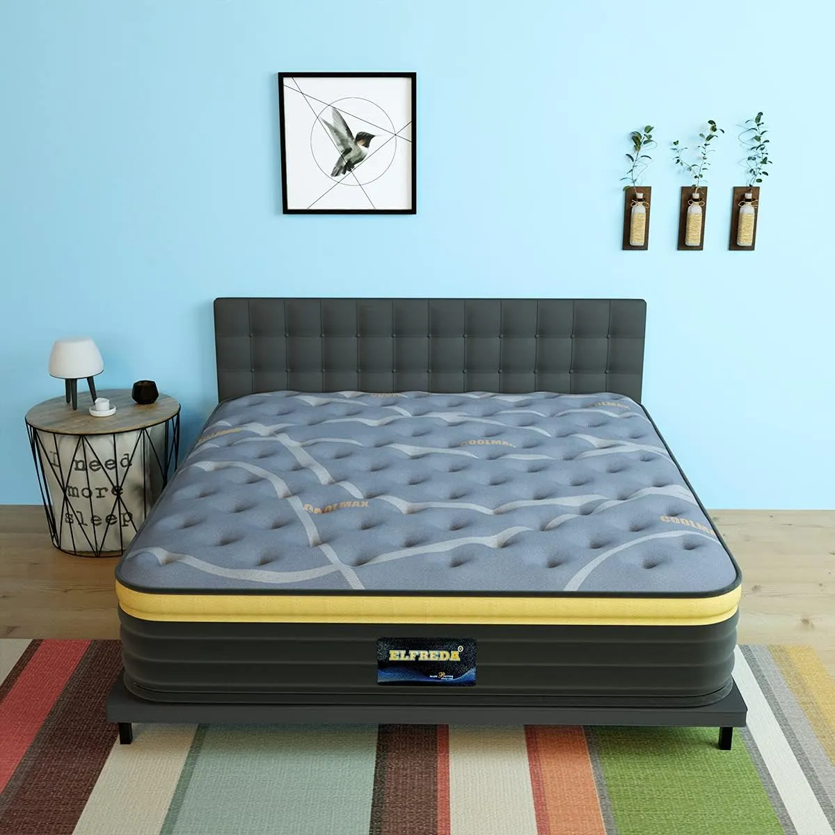 Elfreda Short Queen Mattress, 12 inch Pillow Top Pocket Spring Hybrid RV Mattress, Memory Foam Innersprings Medium Firm，Supportive Pressure Relief 74''x60 Camper in a Bag
