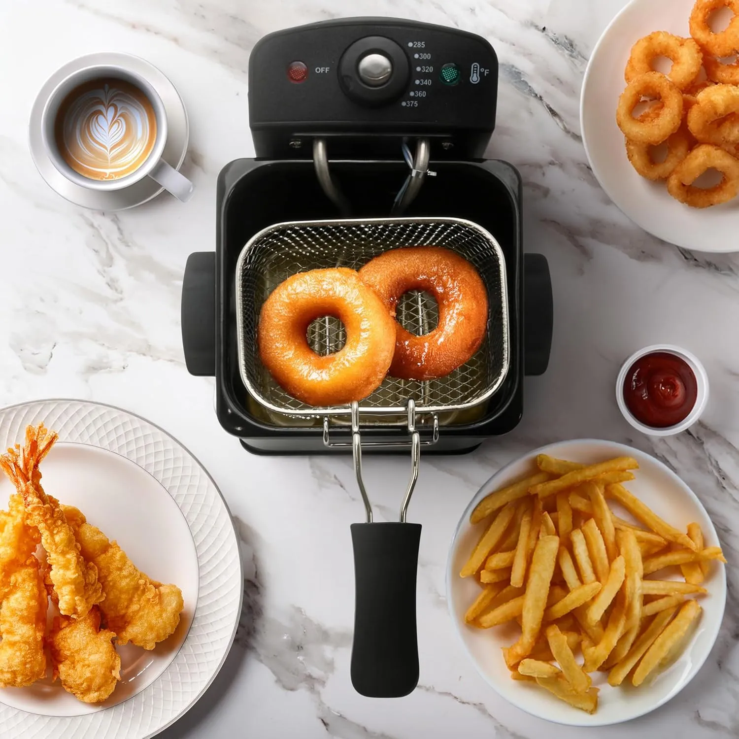 Elite Gourmet EDF-1607 800-Watt Mesh Basket 1.6 Quart / 6.5 Cup Oil Capacity, Electric Immersion Deep Fryer with Temperature Knob and Lid with View Window, stainless steel