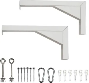 Elite Screens 12" White Projector Screen L-Brackets, Reinforced Single Metal Welded Construction, Wall or Ceiling Mount - Includes Hooks and Hardware, Model: ZVMAXLB12-W