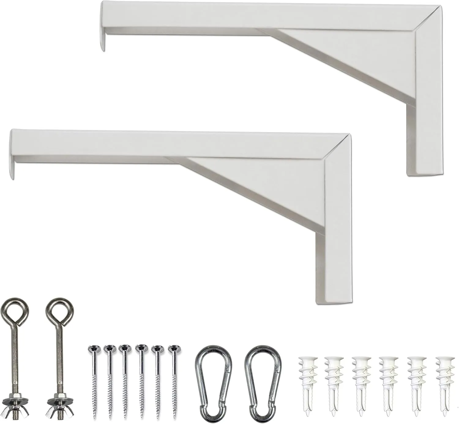 Elite Screens 12" White Projector Screen L-Brackets, Reinforced Single Metal Welded Construction, Wall or Ceiling Mount - Includes Hooks and Hardware, Model: ZVMAXLB12-W