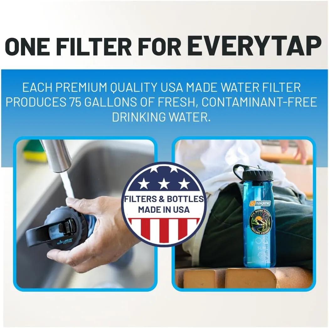 Epic EveryTap Bottle Filter - 1-Pack, 75 Gallon Total Filter Life, 3-4 Month Supply, Compatible with All Epic Water Bottles
