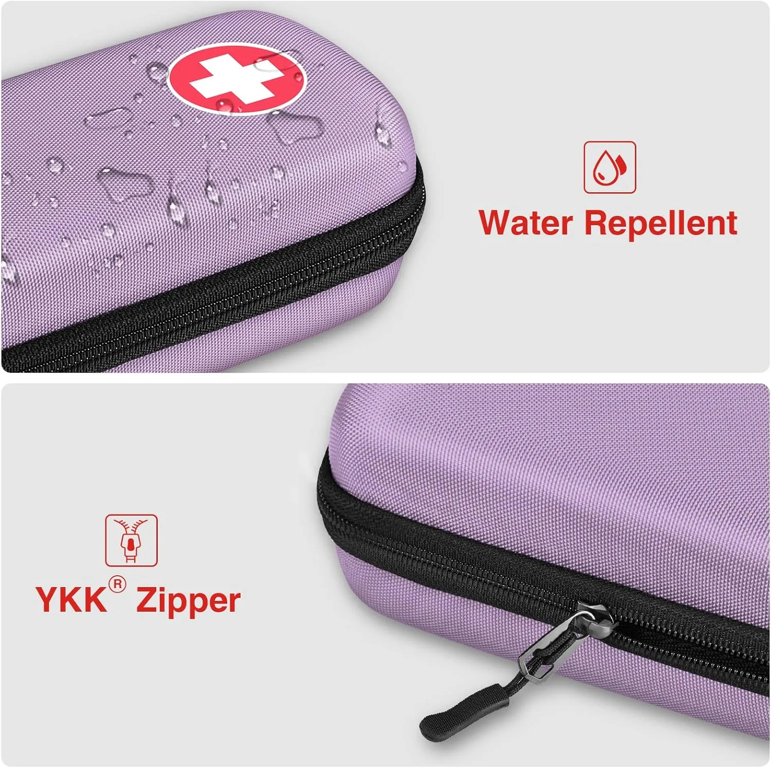 Epipen Medical Carrying Case, Hard Shell EVA Shock Absorption Travel Medication Organizer Bag Emergency Medical Pouch Holds 2 EpiPens, Asthma Inhaler, Auvi-Q, Allergy Supplies (Lavender Purple)