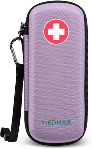 Epipen Medical Carrying Case, Hard Shell EVA Shock Absorption Travel Medication Organizer Bag Emergency Medical Pouch Holds 2 EpiPens, Asthma Inhaler, Auvi-Q, Allergy Supplies (Lavender Purple)