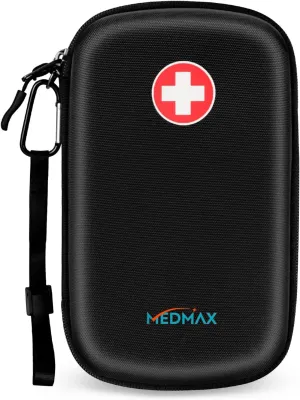 Epipen Medical Carrying Case, Hard Shell EVA Shock Absorption Travel Medication Organizer Bag Emergency Medical Pouch Holds 3 EpiPens, Asthma Inhaler, Allergy Medicine Essentials, Large (Black)