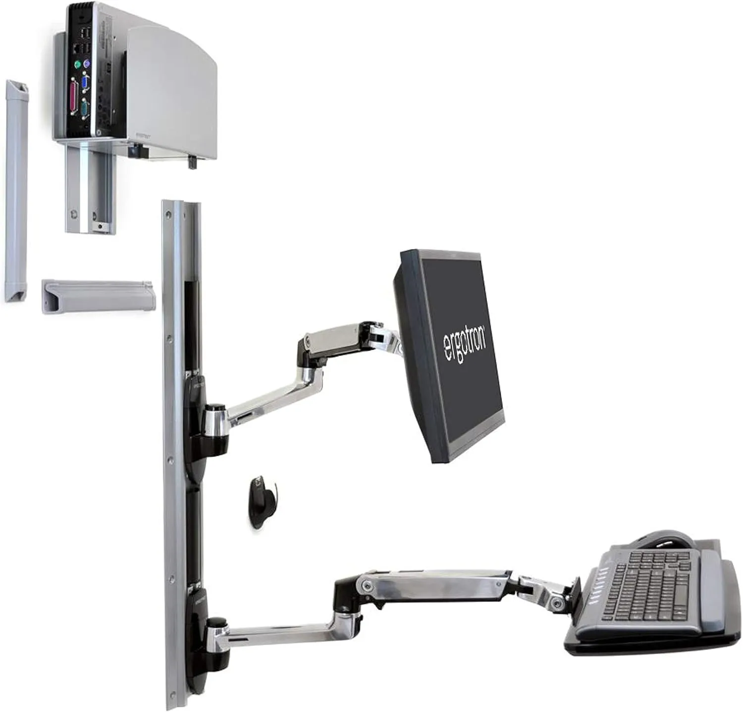 Ergotron – LX Wall Mount System – Medium CPU Holder, Polished Aluminum