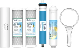 ERO 5 pc Reverse Osmosis Filters 1 Year Set, Under Sink RO Water Filter System Kit Compatible with Most 10" Water Filtration System w/Water Filter Wrench
