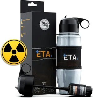 ETA Alkaline Water Filter Bottle for Travel, Camping, Hiking, Backpacking, Emergency, Survival | Removes up to 99.99% of Harmful contaminants, 9.5pH, Protects the Nutrient & Mineral Value, Made in USA