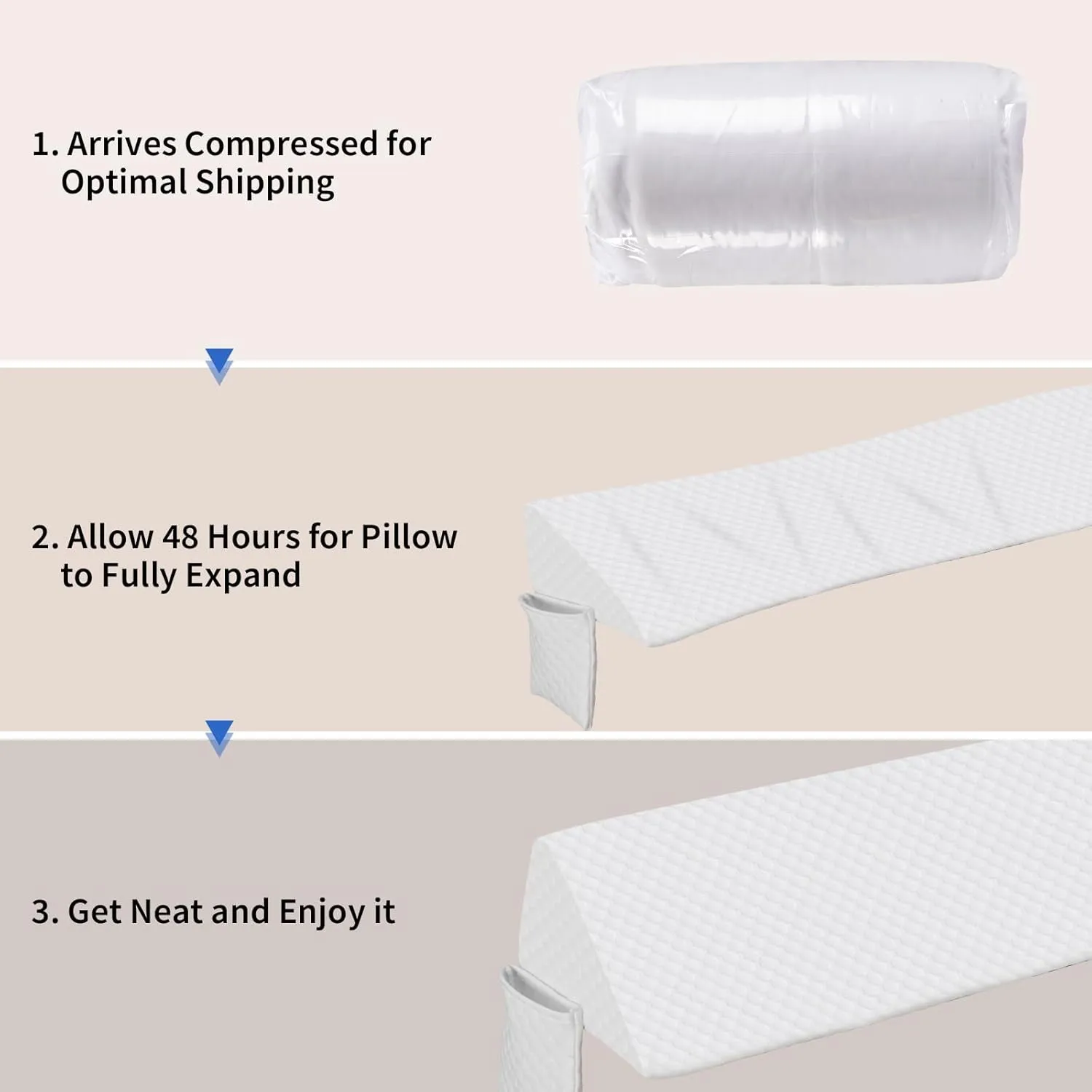 EUHAMS Queen Size Bed Wedge Pillow - Bed Gap Filler Mattress Wedge Headboard Pillow Close The Gap 0-5.5" Between Your Headboard and Mattress or Wall for Sleeping Backrest Pillow (White 60"x8"x6")