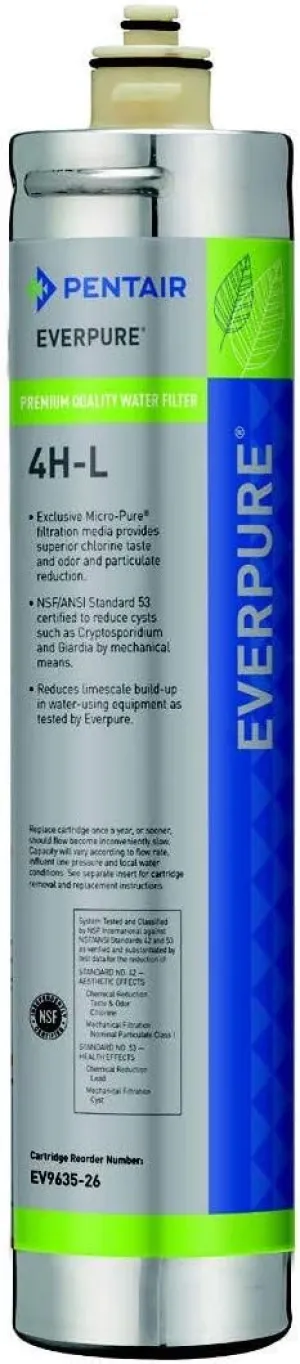 Everpure EV963526 4H-L Water Filter Replacement Cartridge, Silver