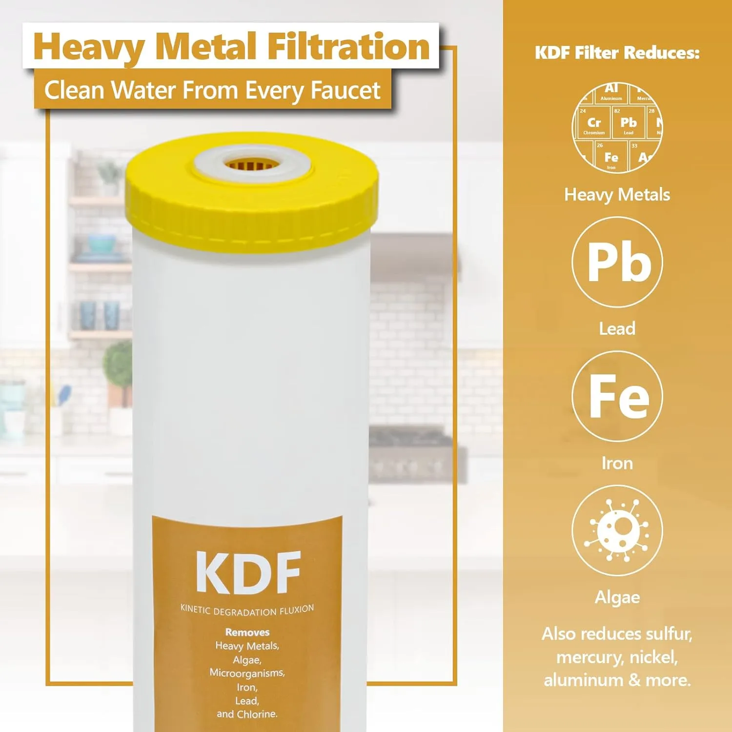 Express Water FLTWH2045K Kinetic Degradation Fluxion – KDF Catalytic Carbon Large Capacity Water Filter – Whole House Heavy Metal Filtration – 4.5” x 20” inch, 1 Count (Pack of 1), White