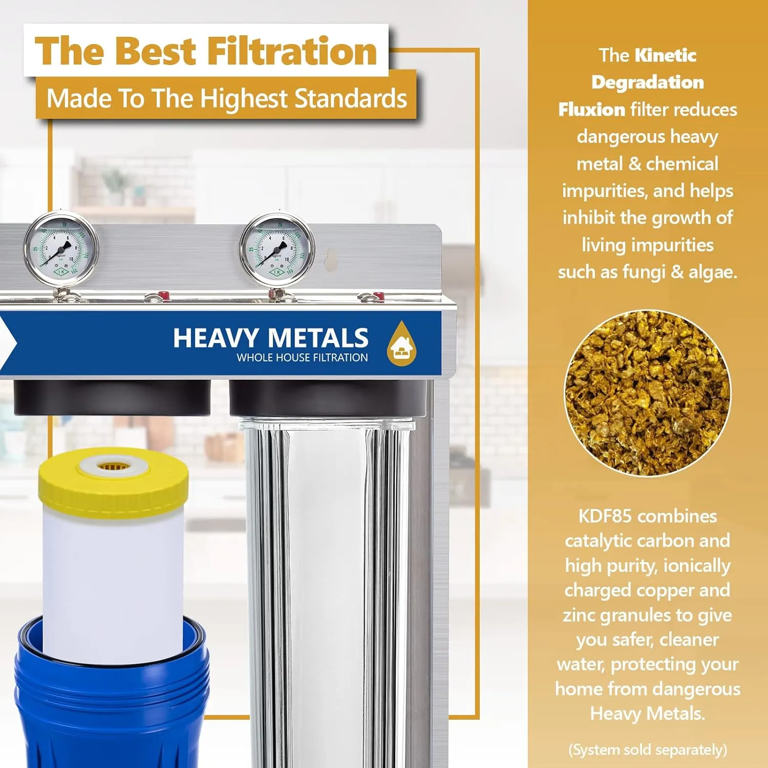 Express Water FLTWH2045K Kinetic Degradation Fluxion – KDF Catalytic Carbon Large Capacity Water Filter – Whole House Heavy Metal Filtration – 4.5” x 20” inch, 1 Count (Pack of 1), White