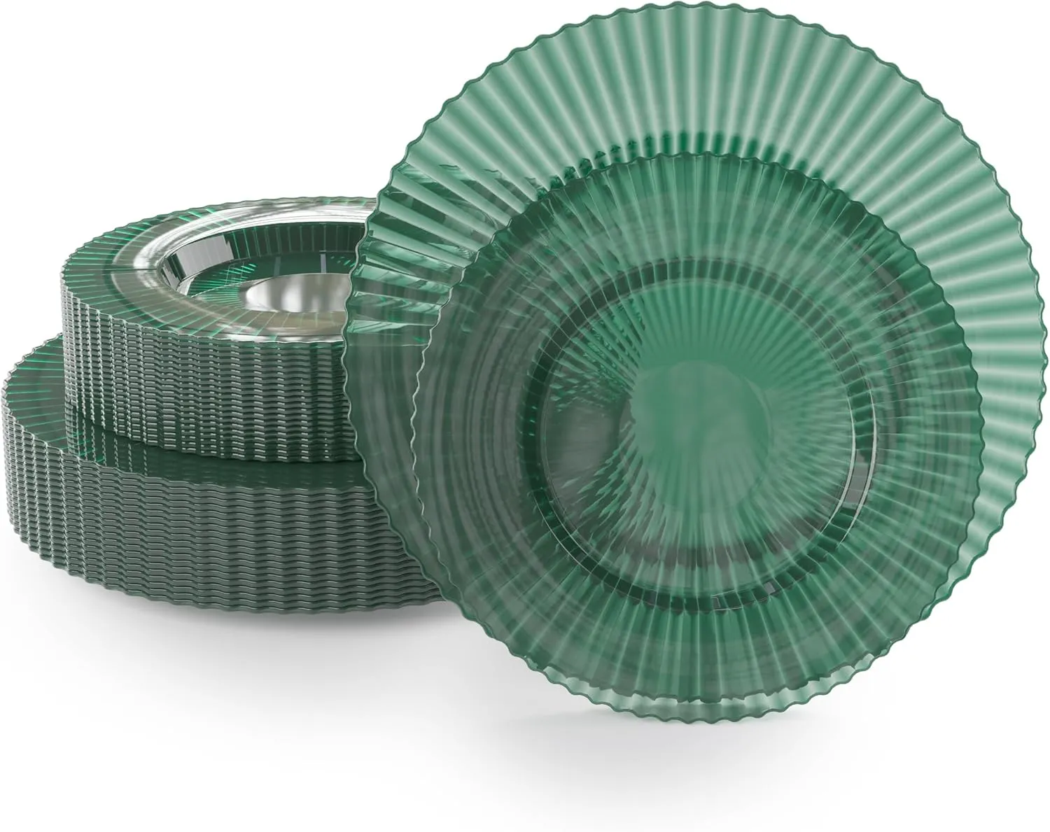 Exquisite 40 Piece Plastic Disposable Plates Set For 20 Guests I 20 X 9 Inch & 20 X 11 Inch Disposable Plastic Plates | Color: Green| Great for Weddings Parties And Formal Occasions