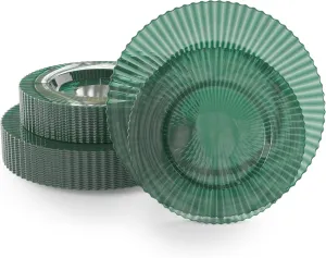 Exquisite 40 Piece Plastic Disposable Plates Set For 20 Guests I 20 X 9 Inch & 20 X 11 Inch Disposable Plastic Plates | Color: Green| Great for Weddings Parties And Formal Occasions