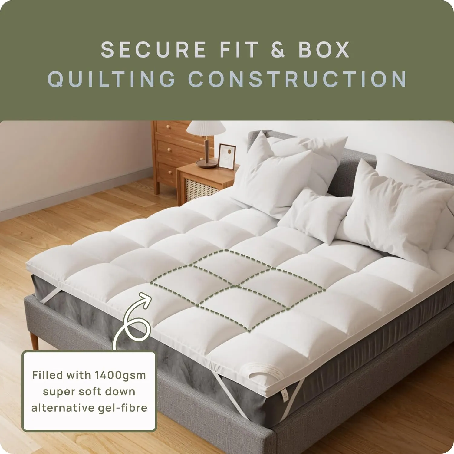 Extra Thick Fitted Mattress Topper - California King Size | Soft & Cooling Pillow Top Mattress Pad & Protector | Bed Topper for Back Pain, Straps Stretch 6" to 22" Deep