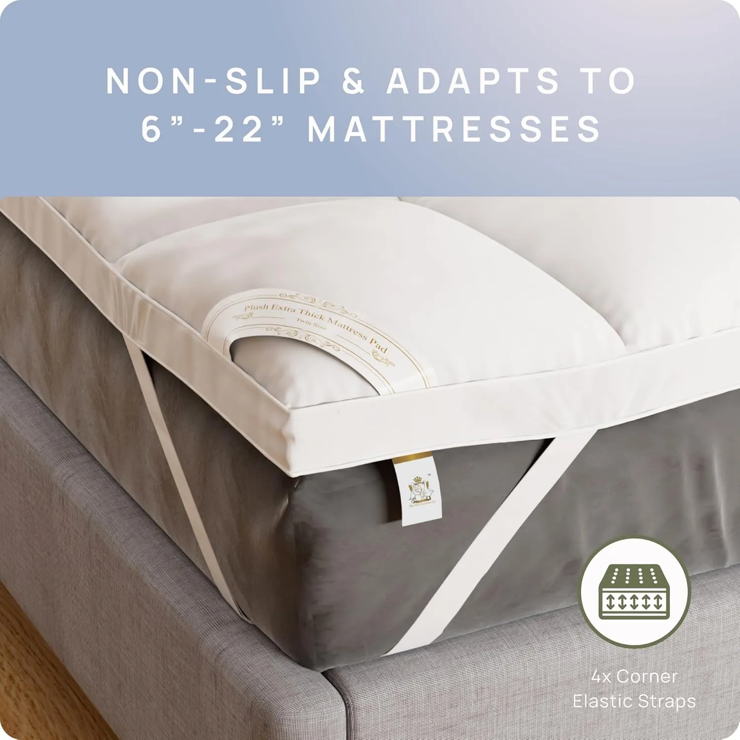 Extra Thick Fitted Mattress Topper - California King Size | Soft & Cooling Pillow Top Mattress Pad & Protector | Bed Topper for Back Pain, Straps Stretch 6" to 22" Deep