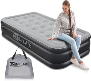 EZ INFLATE Double High Luxury Air Mattress with Built in Pump, Inflatable Mattress