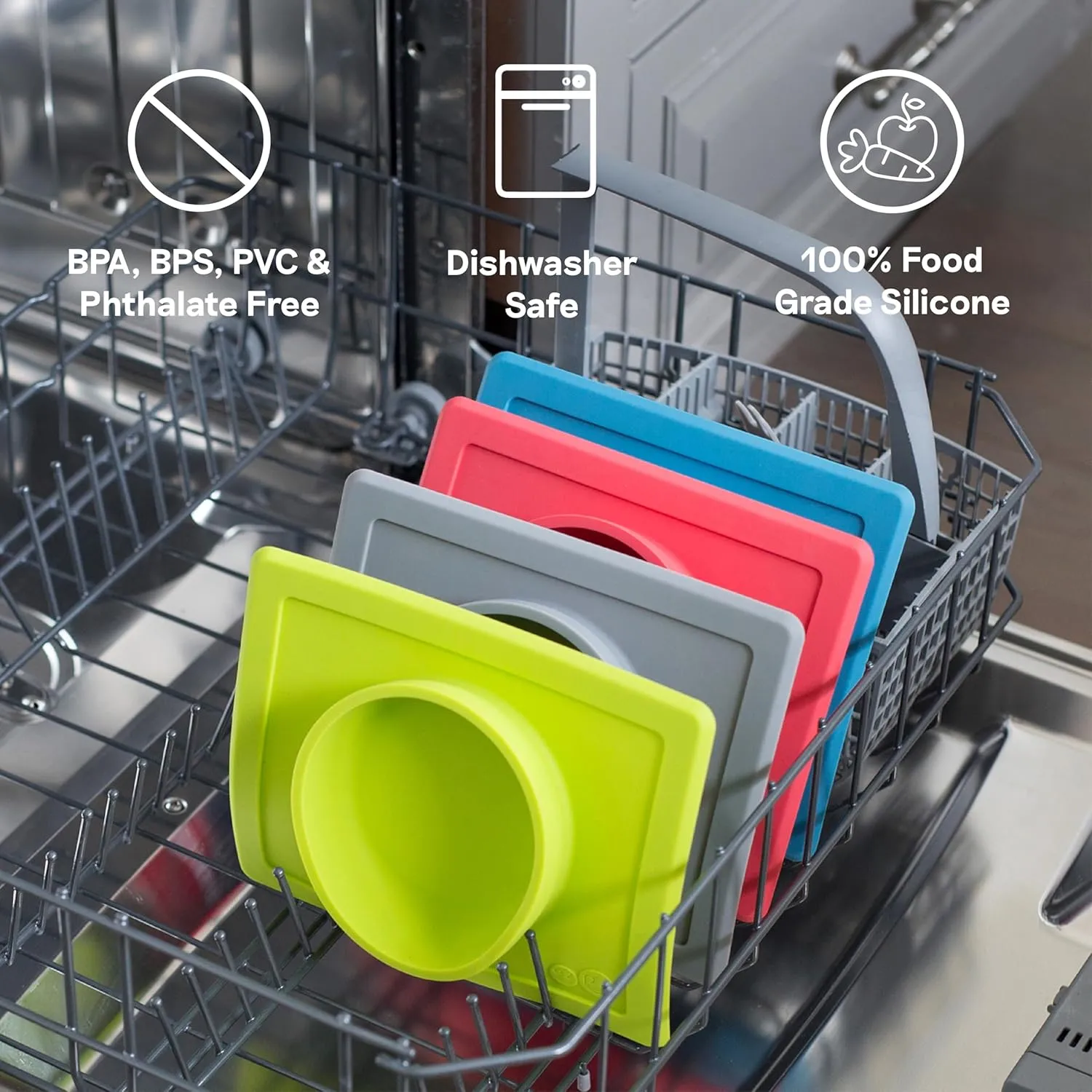 ezpz Mini Bowl for 12 Months  (Gray) - 100% Silicone Suction Bowl with Built-in Placemat for Toddlers - Comes with a Reusable Travel Bag