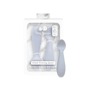 ezpz Tiny Spoon (2 Pack in Pewter) - 100% Silicone Baby Spoon for Baby Led Weaning   Purees - 6 Months   - Designed by a Pediatric Feeding Specialist - Baby Essentials & Baby Gifts