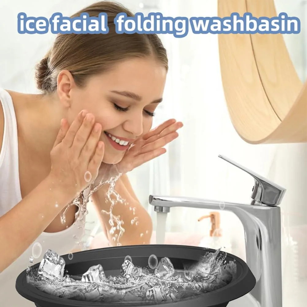 Face Ice Bath Bowl with Built-In Ice Tray, Portable Collapsible Silicone Facial Plunge Bowl, Ice Facial Washbasin for Acne Relief, Skin Tightening & Cold Therapy at Home or Travel