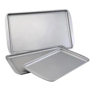 Farberware Nonstick Bakeware 3-Piece Cookie Pan Set, Gray.