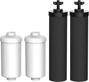 Filterlogic NSF/ANSI 372 Certified Water Filter, Replacement for Berkey® Black Filters (BB9-2®) & Fluoride Filters (PF-2®) Combo Pack