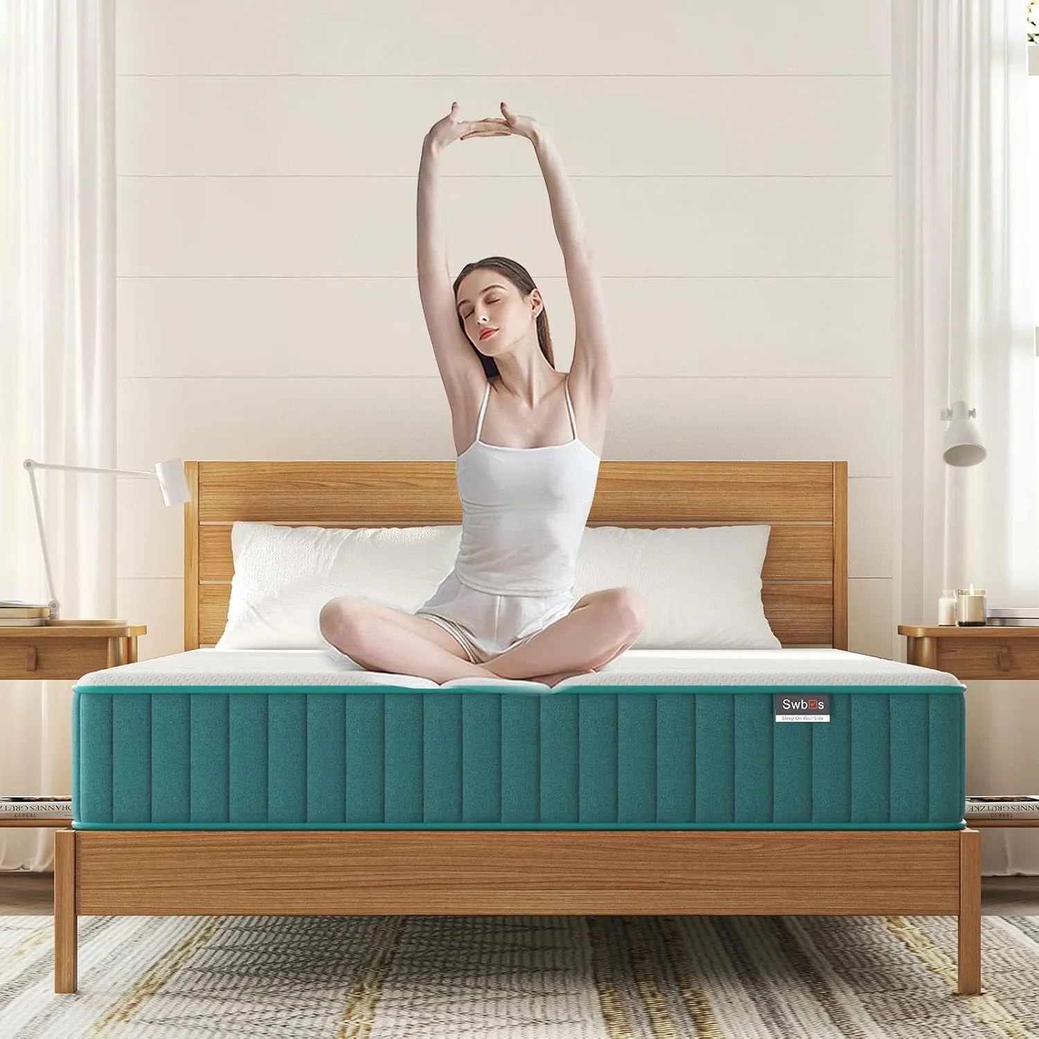 Firm Queen Mattress, 10 Inch Cooling-Gel Memory Foam & Pocket Spring Hybrid Mattress,Firm Feel,Queen Bed Mattress in a Box, CertiPUR-US Certified, Queen Size Mattress