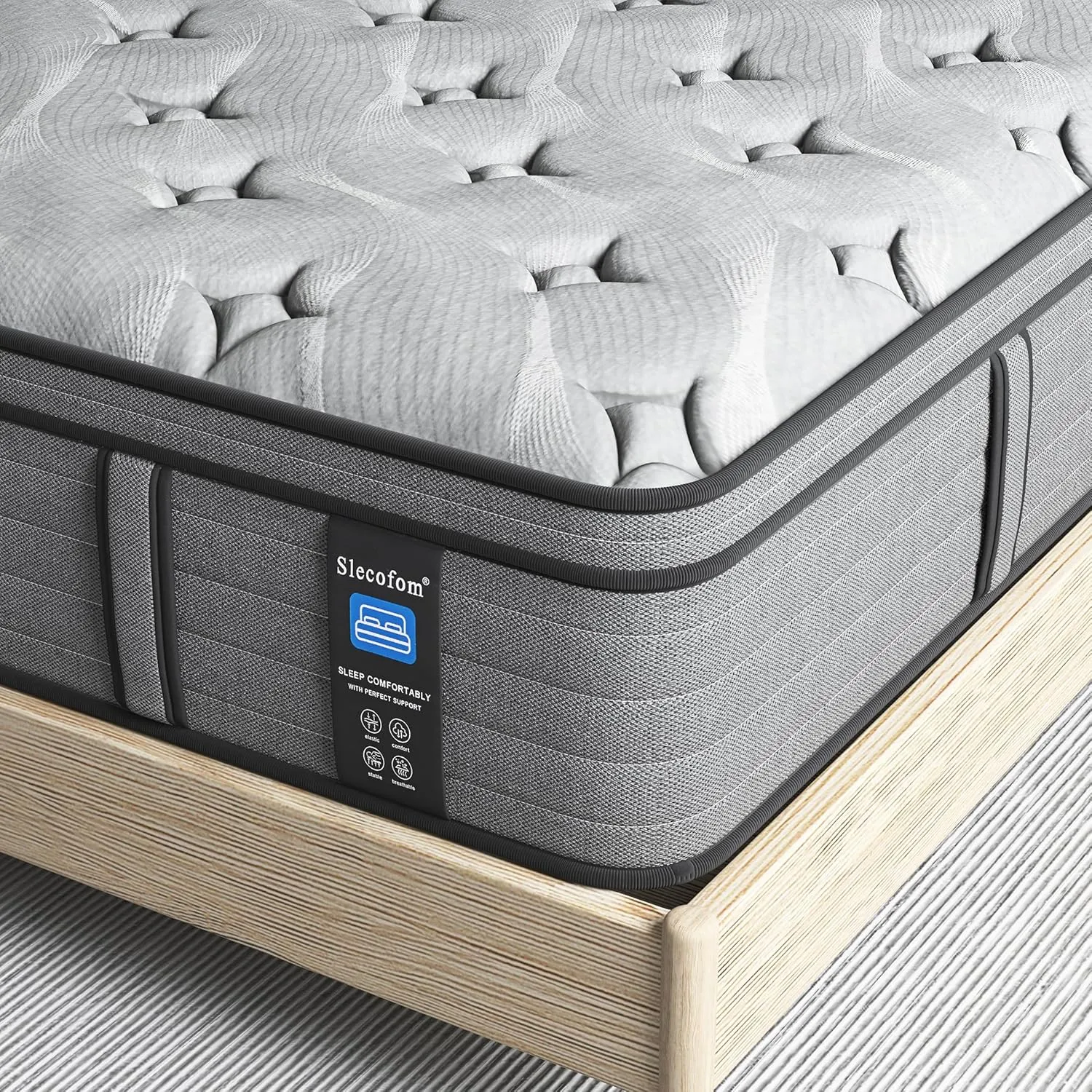 Firm Queen Mattress,12 Inch Queen Size Hybrid Mattress with Extra Lumbar Support for Back Pain Relief, Cool Sleep, Edge Support, Firm Pocket Spring with Motion Isolation, Fiberglass-Free