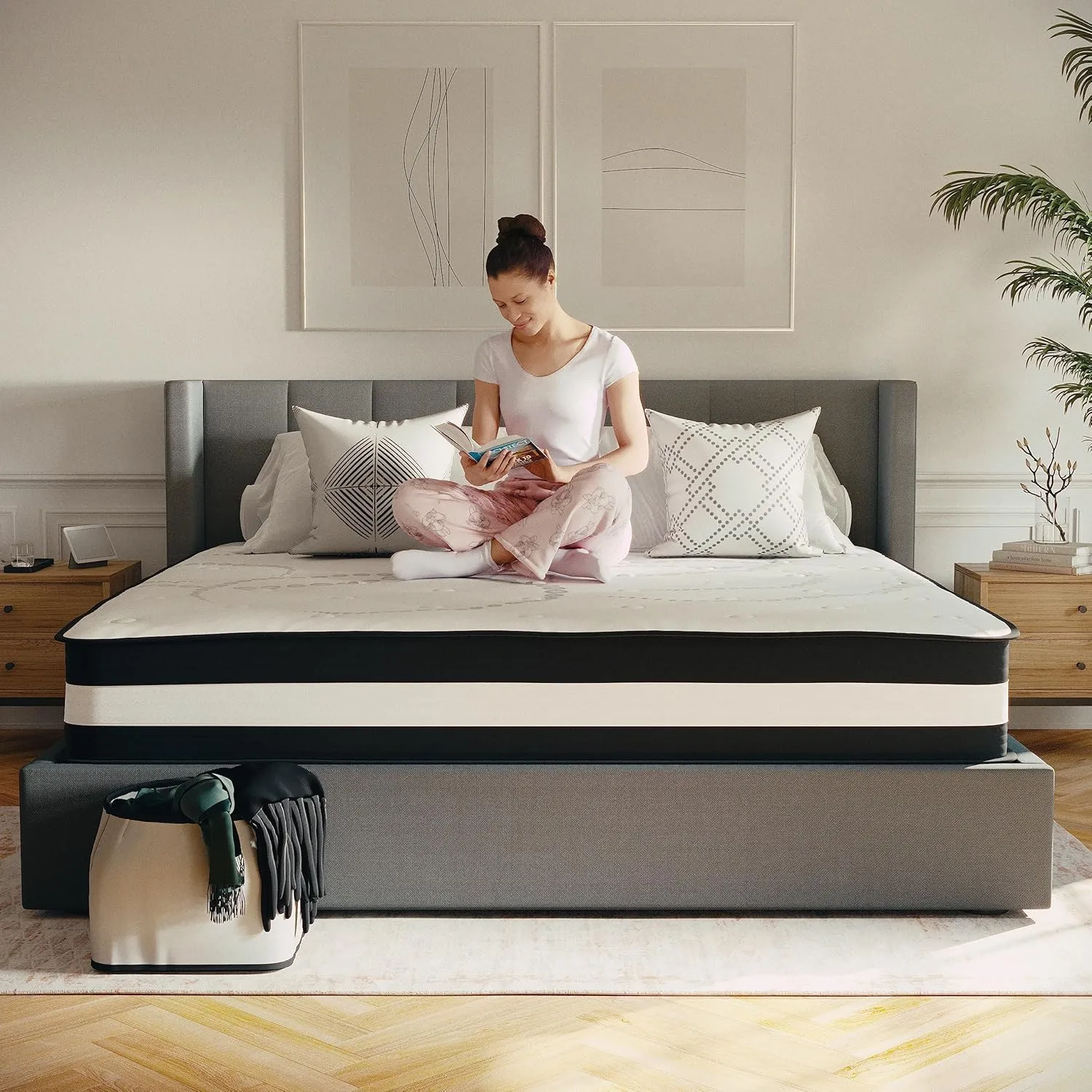 Flash Furniture Capri Comfortable Sleep 12" Hybrid Pocket Spring and Foam Mattress in a Box, Foam Pocket Spring Hybrid Mattress for Pressure Relief, King