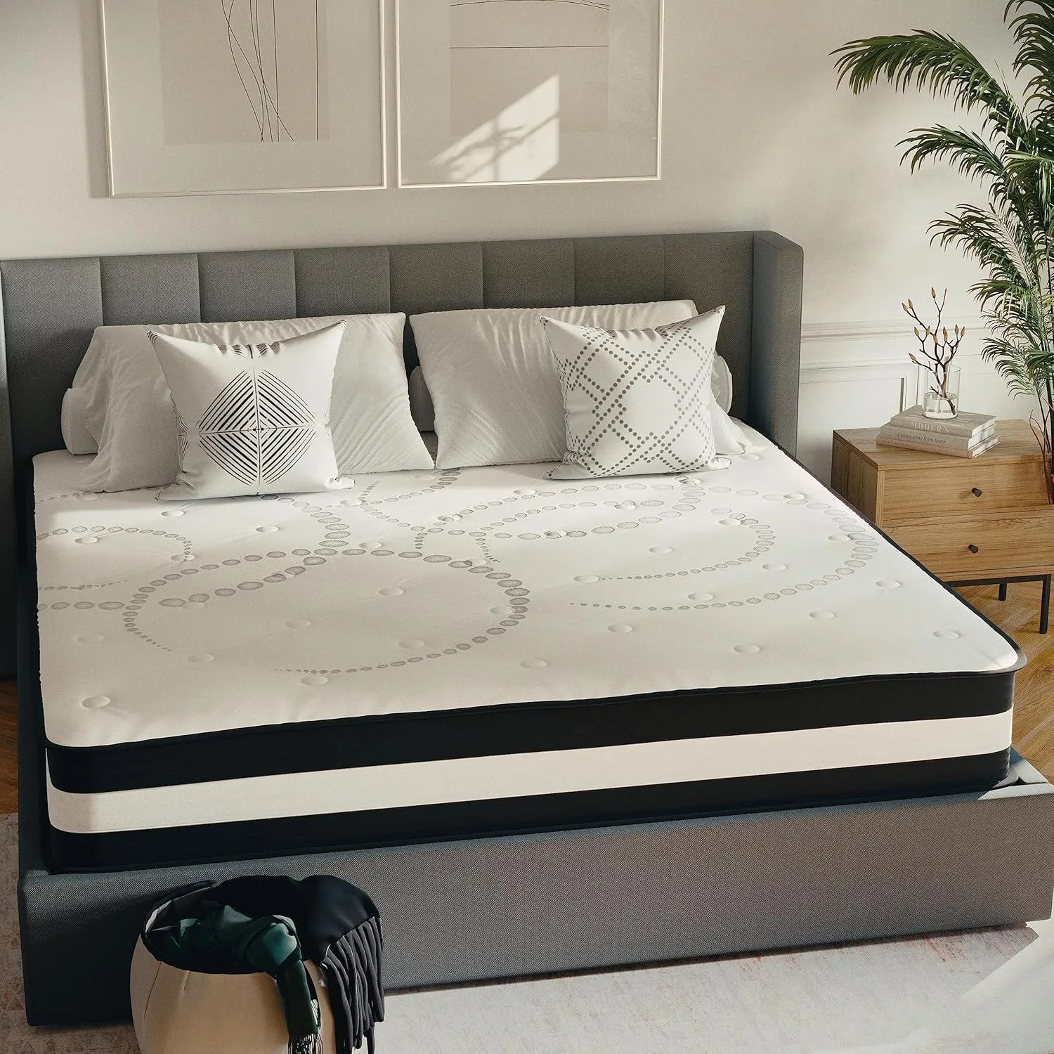 Flash Furniture Capri Comfortable Sleep 12" Hybrid Pocket Spring and Foam Mattress in a Box, Foam Pocket Spring Hybrid Mattress for Pressure Relief, King