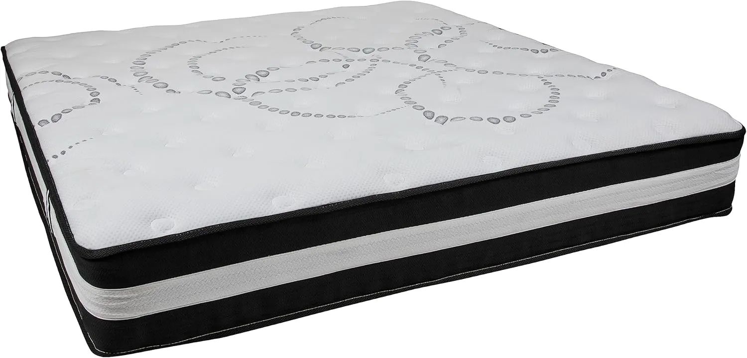 Flash Furniture Capri Comfortable Sleep 12" Hybrid Pocket Spring and Foam Mattress in a Box, Foam Pocket Spring Hybrid Mattress for Pressure Relief, King