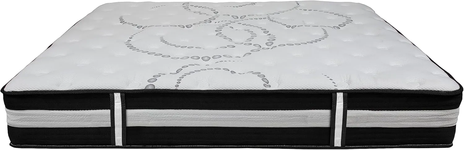 Flash Furniture Capri Comfortable Sleep 12" Hybrid Pocket Spring and Foam Mattress in a Box, Foam Pocket Spring Hybrid Mattress for Pressure Relief, King