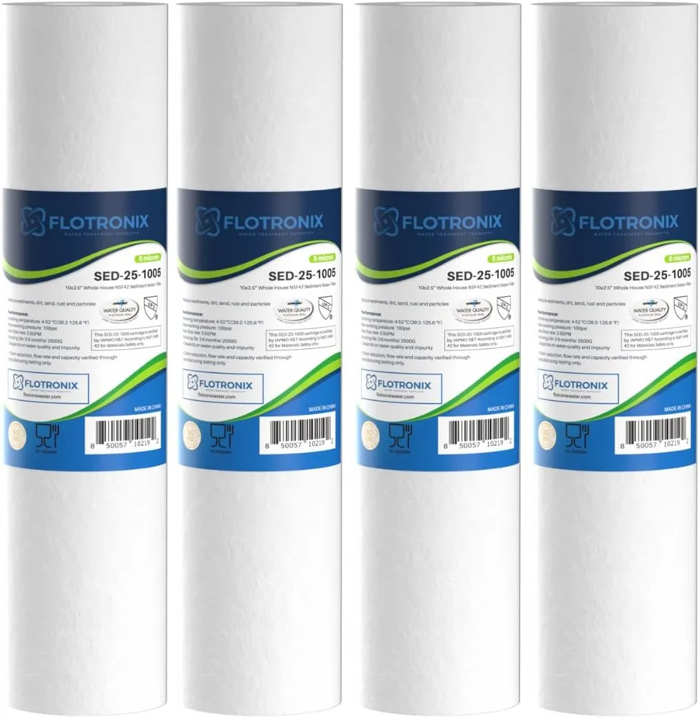 Flotronix Compatible to Aquasana EQ-304 Replacment 2.5x10" Sediment Pre-Filters for Whole House Water Filter System (pack of 4)