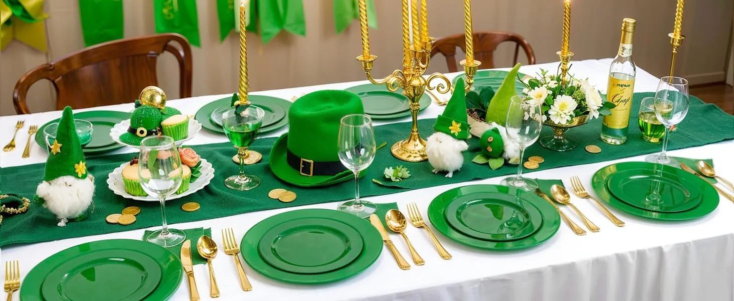 FLOWERCAT 60PCS Green Plates & St. Patrick's Day Plates - Heavy Duty Dark Green plates Disposable for St. Patrick's Party&Super Bowl- Include 30PCS 10.25" Dinner Plates & 30PCS 7.5" Dessert Plates