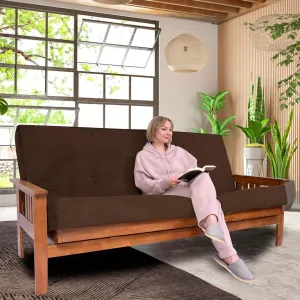 Foamma Memory Foam Futon Mattress, Double-Sided Foldout Couch Futon Mattress - Full Size (Brown) - Thick Corded, Heavy Duty, Comfortable Sofa Bed for All (Frame NOT Included)