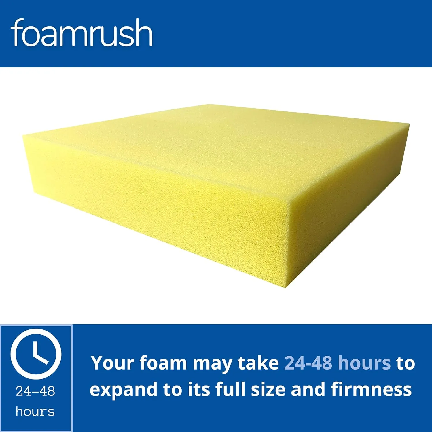 FoamRush 6" x 24" x 24" Water-Resistant Dry Fast Outdoor Upholstery Foam Sheet for Outdoor & Marine Furniture (Chair Cushion Foam for Patio Furniture, Boat Seat Cushion Replacement)