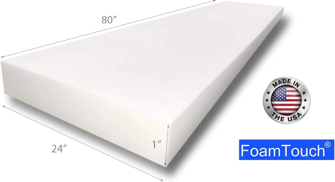 FoamTouch 1" x 24" x 80" Upholstery Foam, White